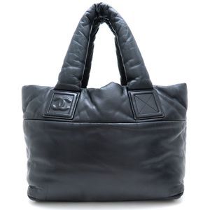 CHANEL Black Lambskin Leather Tote Bag